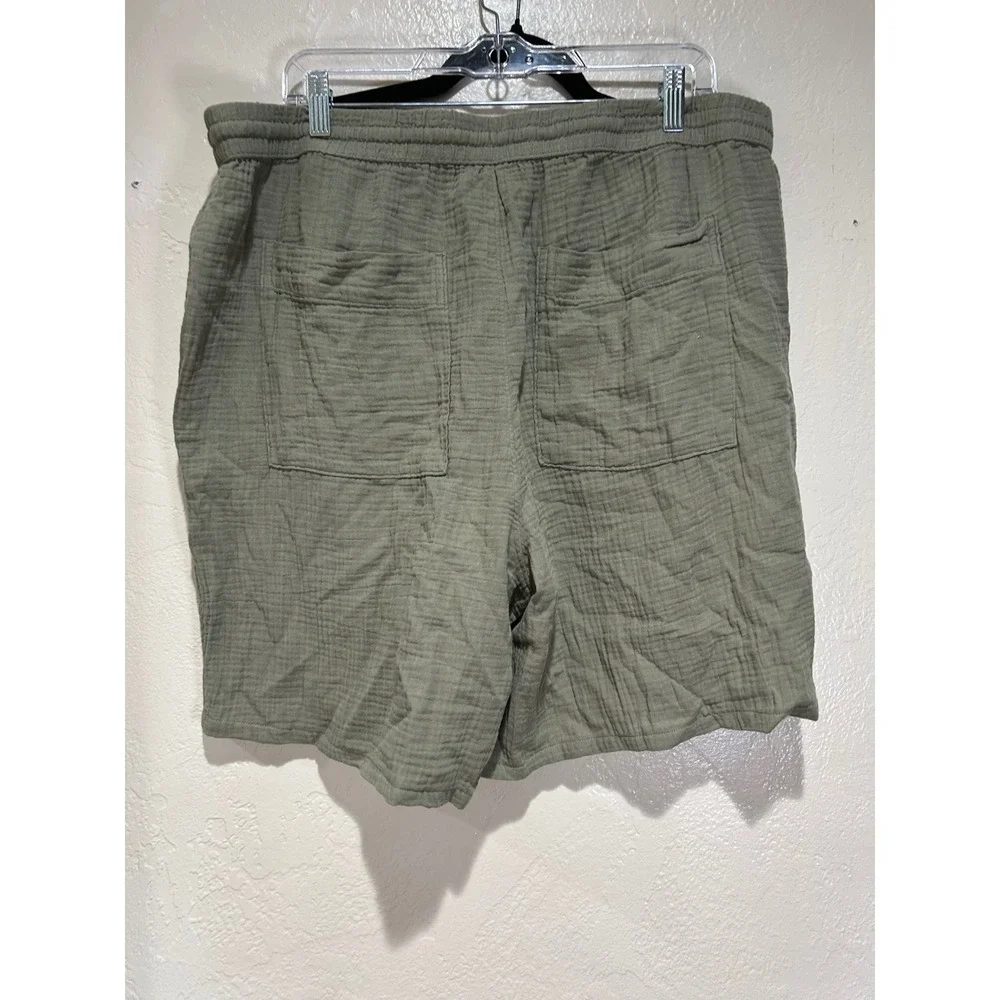Universal Thread Womens XXL Olive Green Gauze Cotton Relaxed Fit Shorts Elastic